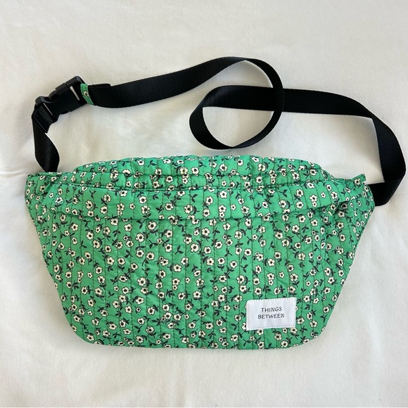 Things Between Handbags - Things Between Green Floral Quilted Mini Waist Bag